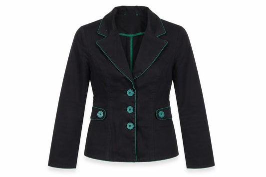 Miss Selfridge Women Black Blazer UK 10 Tailored Cotton Jacket