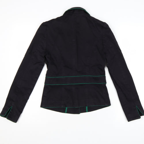 Miss Selfridge Women Black Blazer UK 10 Tailored Cotton Jacket