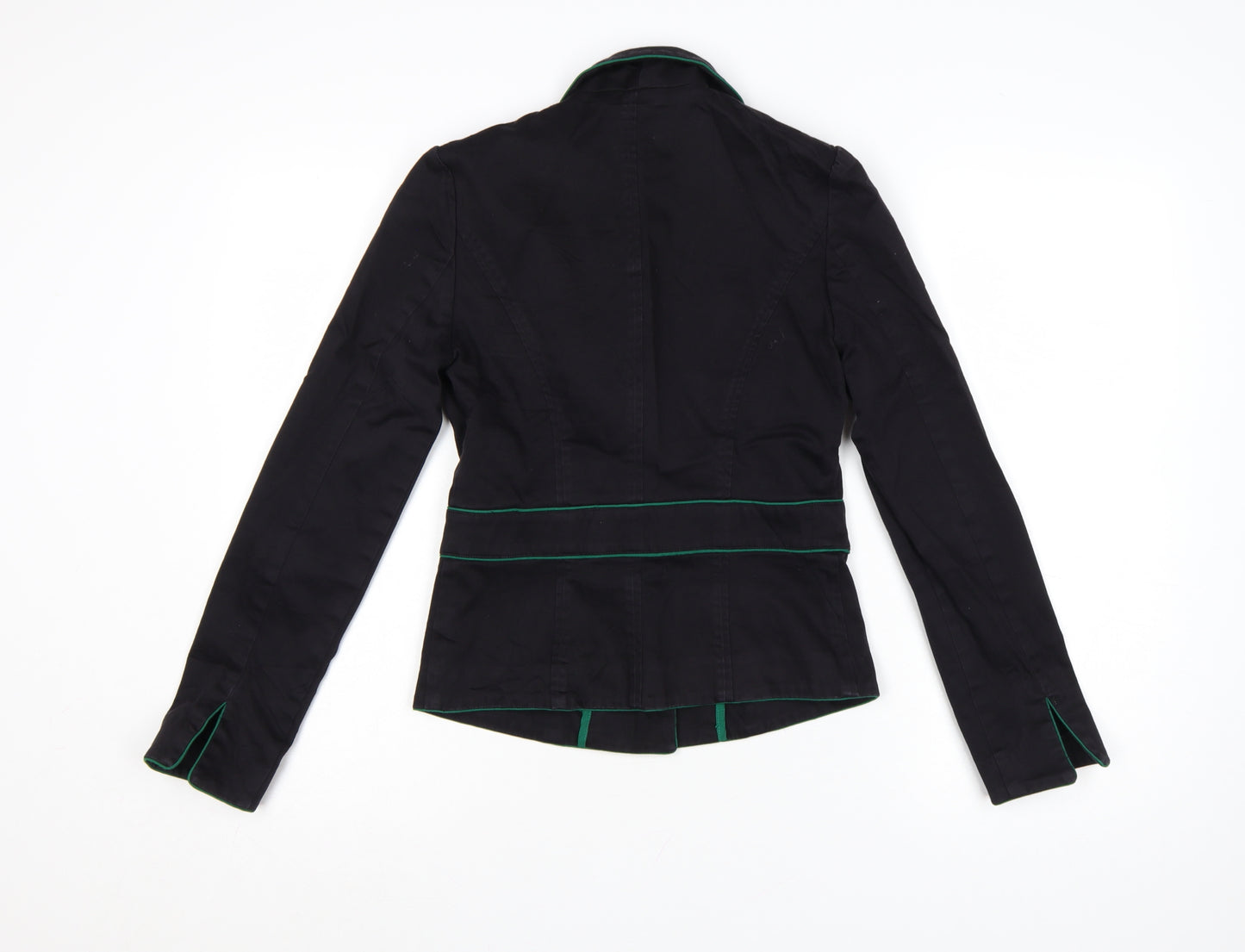 Miss Selfridge Women Black Blazer UK 10 Tailored Cotton Jacket