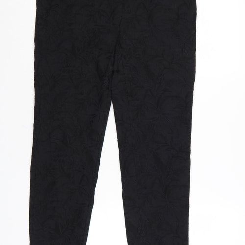 Robell Womens Black Size 16 Straight Trousers Cotton Blend Textured