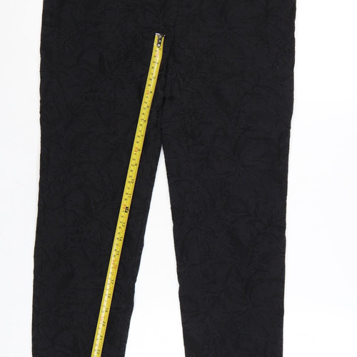 Robell Womens Black Size 16 Straight Trousers Cotton Blend Textured