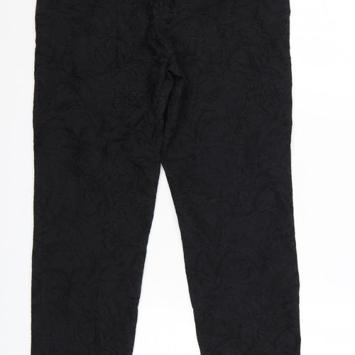 Robell Womens Black Size 16 Straight Trousers Cotton Blend Textured