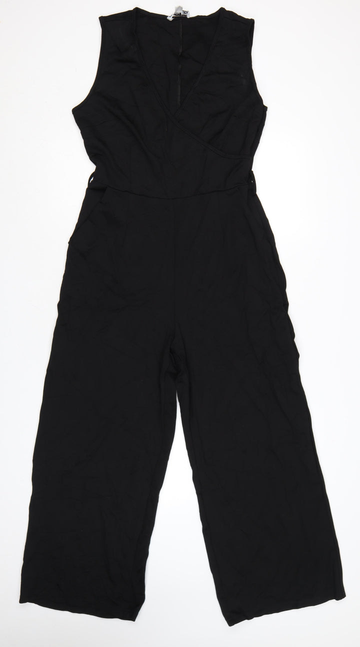 Unique21 Women Black Sleeveless Wide-Leg Jumpsuit Size 12