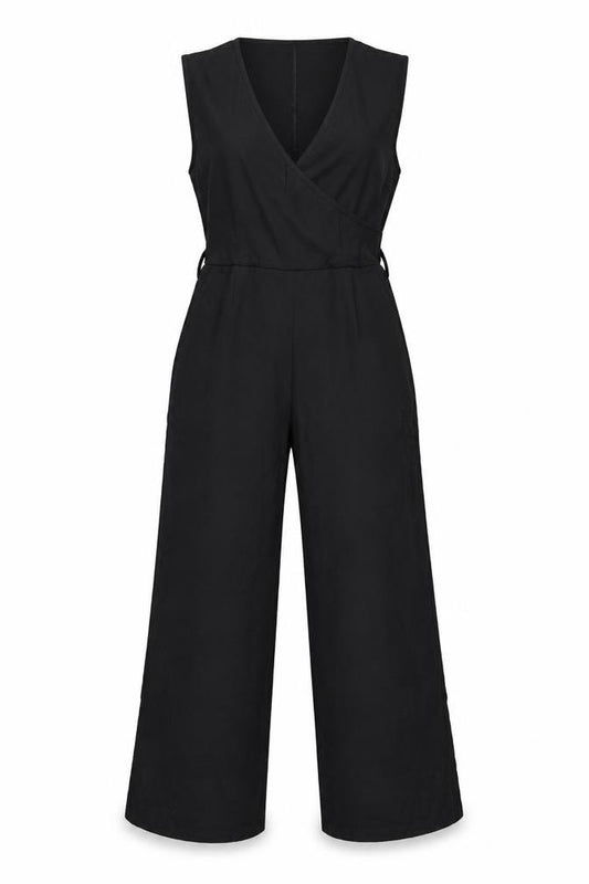 Unique21 Women Black Sleeveless Wide-Leg Jumpsuit Size 12