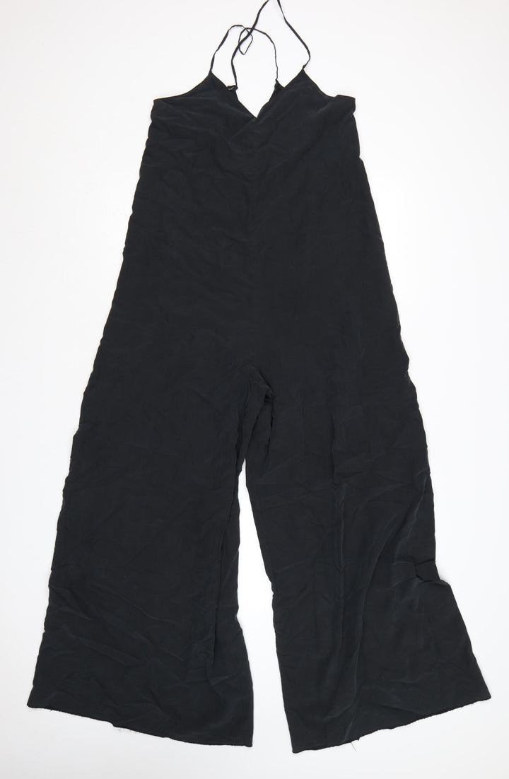 Zara Women Black Wide-Leg Strappy Jumpsuit Size S Lightweight