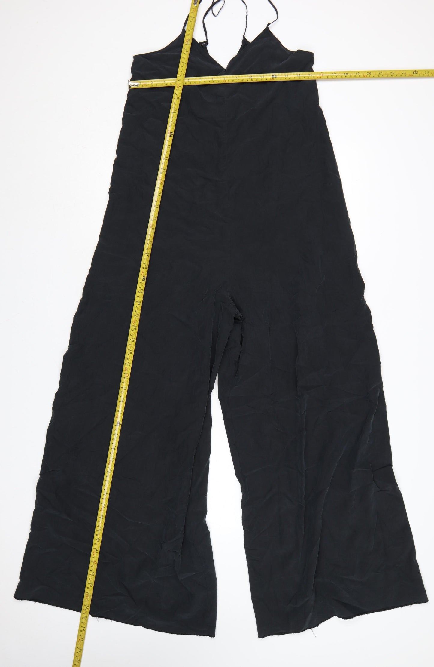 Zara Women Black Wide-Leg Strappy Jumpsuit Size S Lightweight