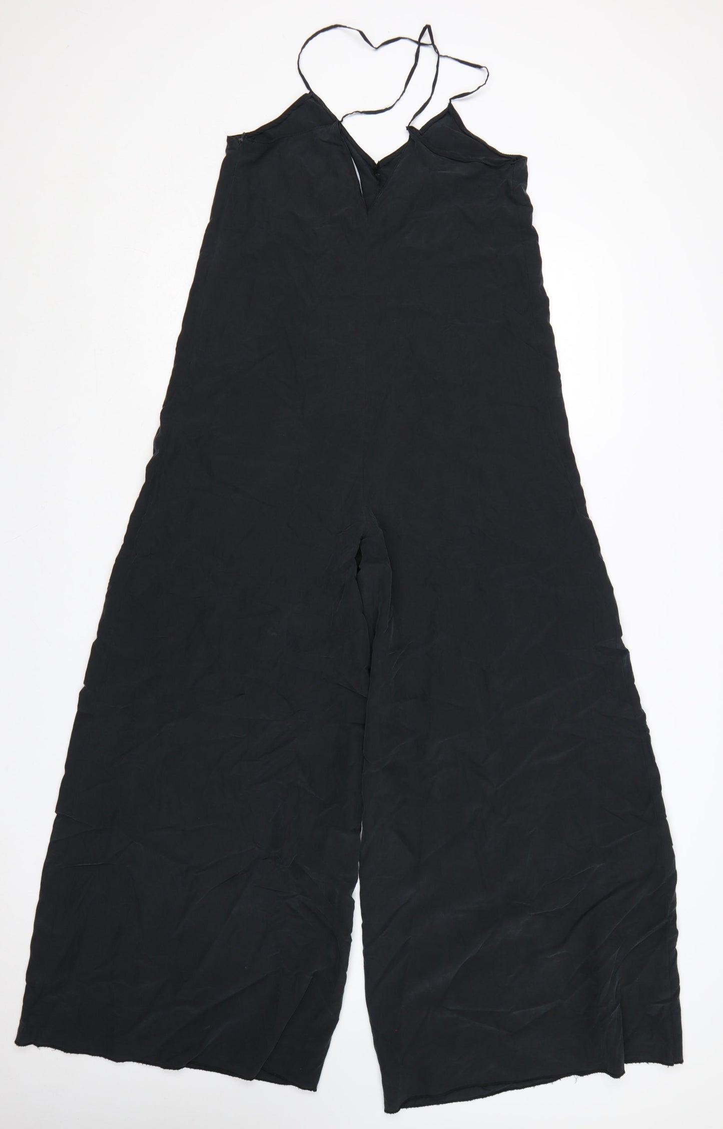 Zara Women Black Wide-Leg Strappy Jumpsuit Size S Lightweight