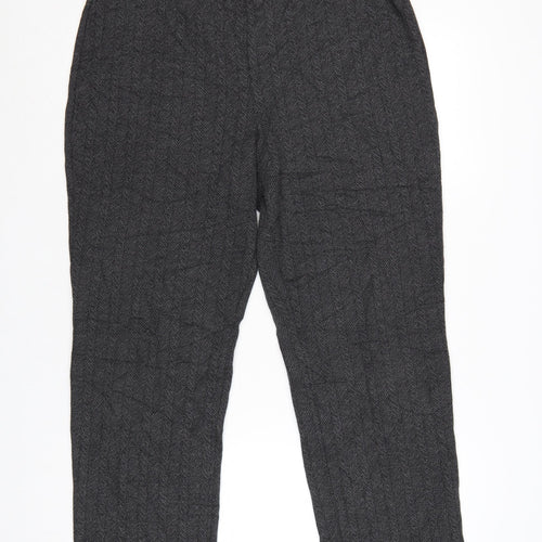 Marks and Spencer Womens Grey Herringbone Knit Trousers Size 16