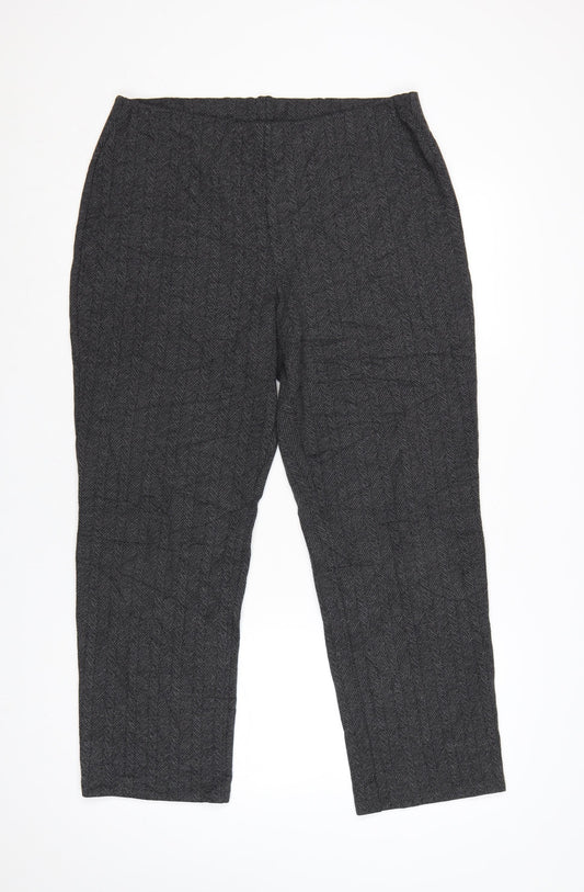 Marks and Spencer Womens Grey Herringbone Knit Trousers Size 16
