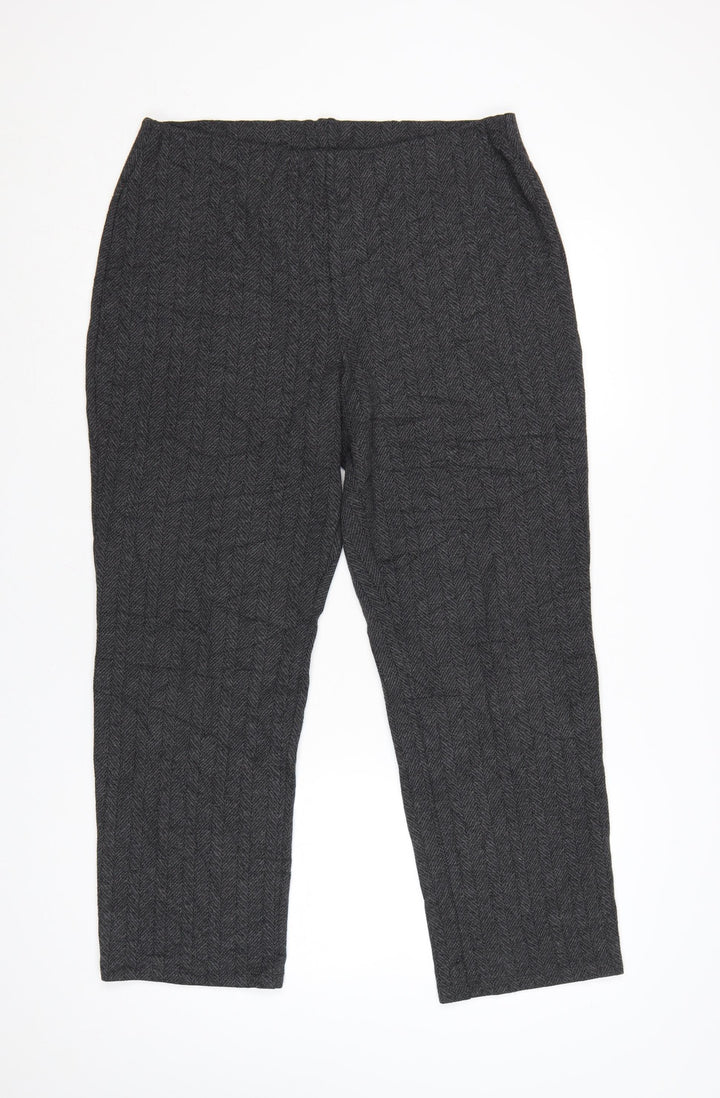 Marks and Spencer Womens Grey Herringbone Knit Trousers Size 16