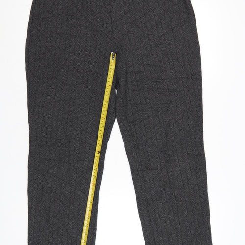 Marks and Spencer Womens Grey Herringbone Knit Trousers Size 16
