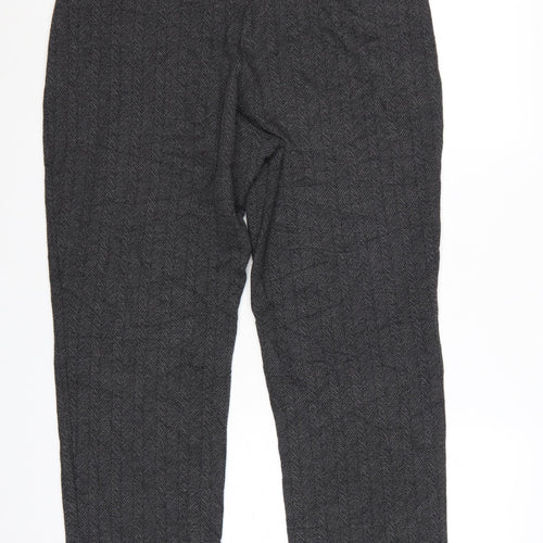 Marks and Spencer Womens Grey Herringbone Knit Trousers Size 16