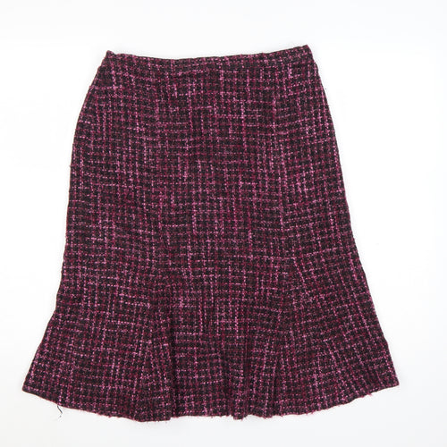 Debenhams Women Purple A-Line Tweed Skirt Size 12 Wool Blend