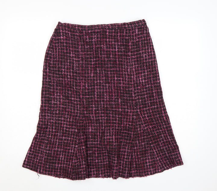 Debenhams Women Purple A-Line Tweed Skirt Size 12 Wool Blend