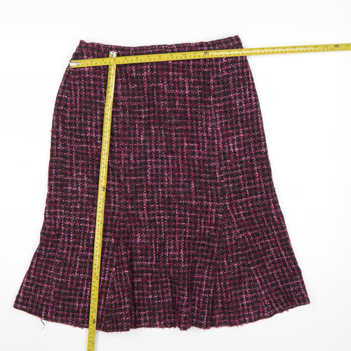 Debenhams Women Purple A-Line Tweed Skirt Size 12 Wool Blend