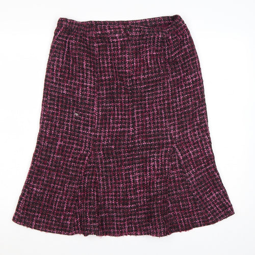 Debenhams Women Purple A-Line Tweed Skirt Size 12 Wool Blend