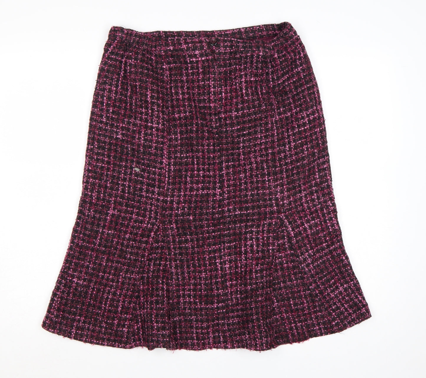 Debenhams Women Purple A-Line Tweed Skirt Size 12 Wool Blend