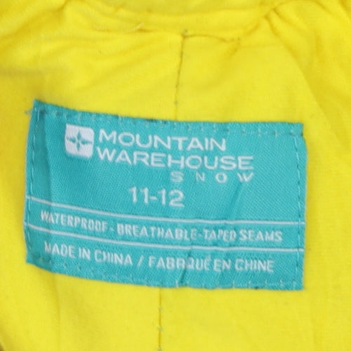 Mountain Warehouse Boys Yellow Waterproof Snow Pants 11-12 Years Insulated