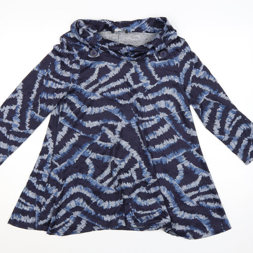 Roman Women’s Blue Abstract Cowl Neck Tunic Top Size 12