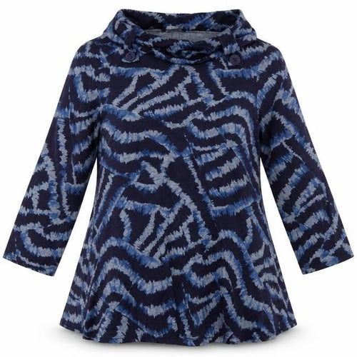 Roman Women’s Blue Abstract Cowl Neck Tunic Top Size 12