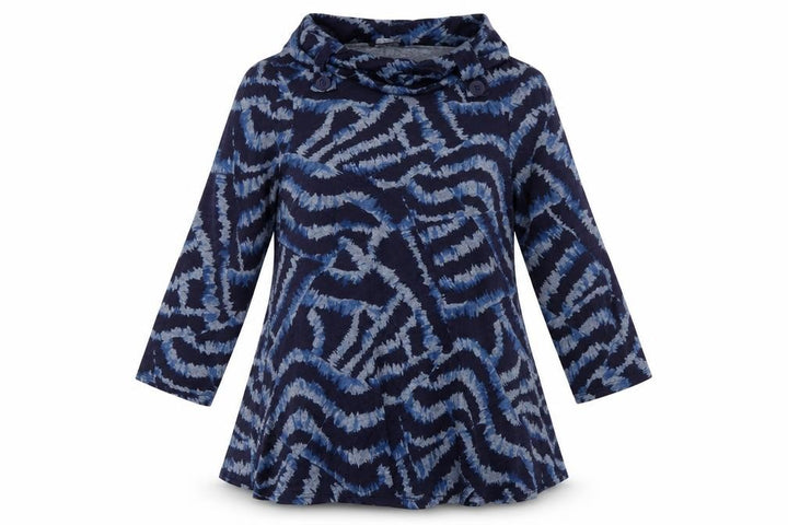 Roman Women’s Blue Abstract Cowl Neck Tunic Top Size 12