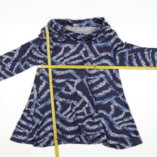 Roman Women’s Blue Abstract Cowl Neck Tunic Top Size 12