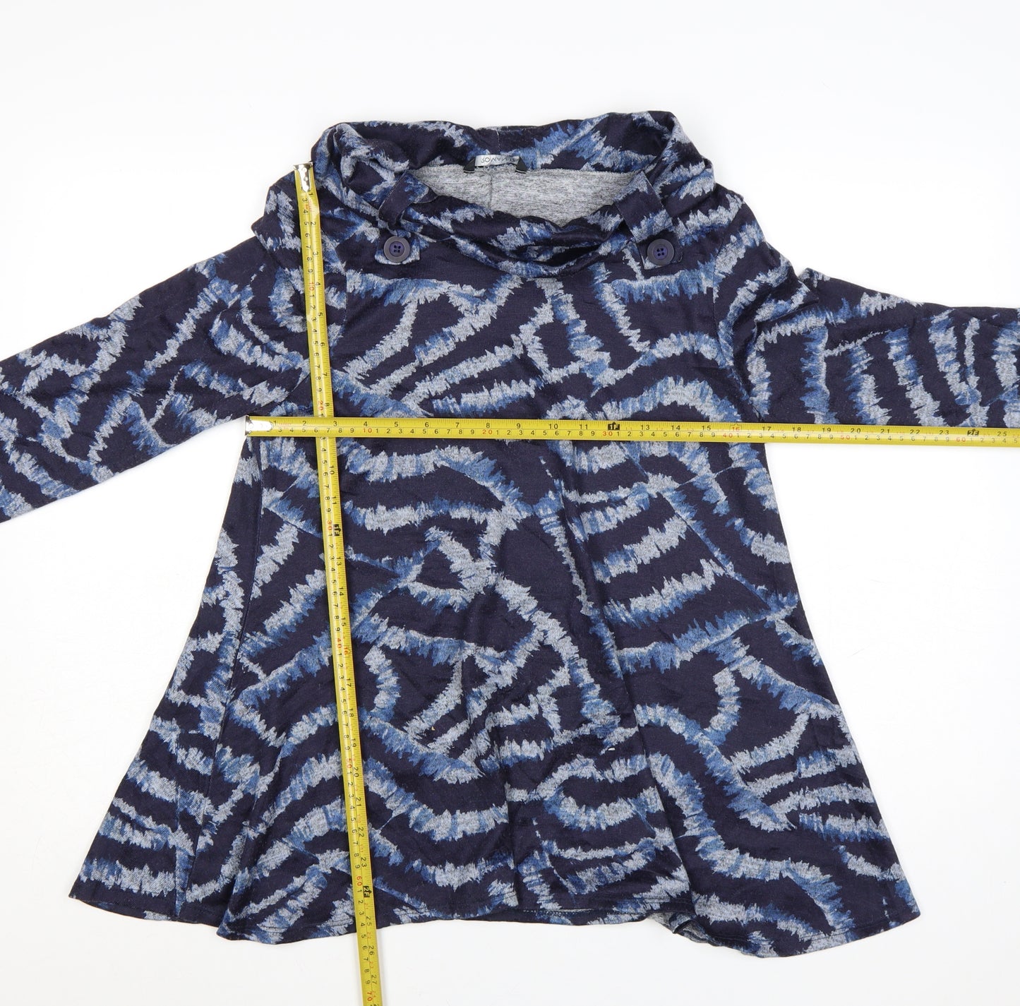 Roman Women’s Blue Abstract Cowl Neck Tunic Top Size 12