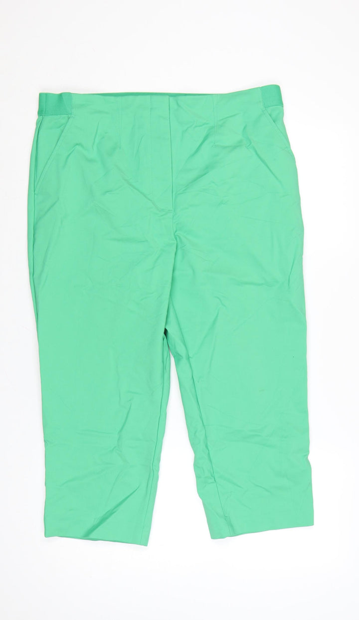 Marks and Spencer Women's Green Cotton Stretch Capri Trousers Size 18