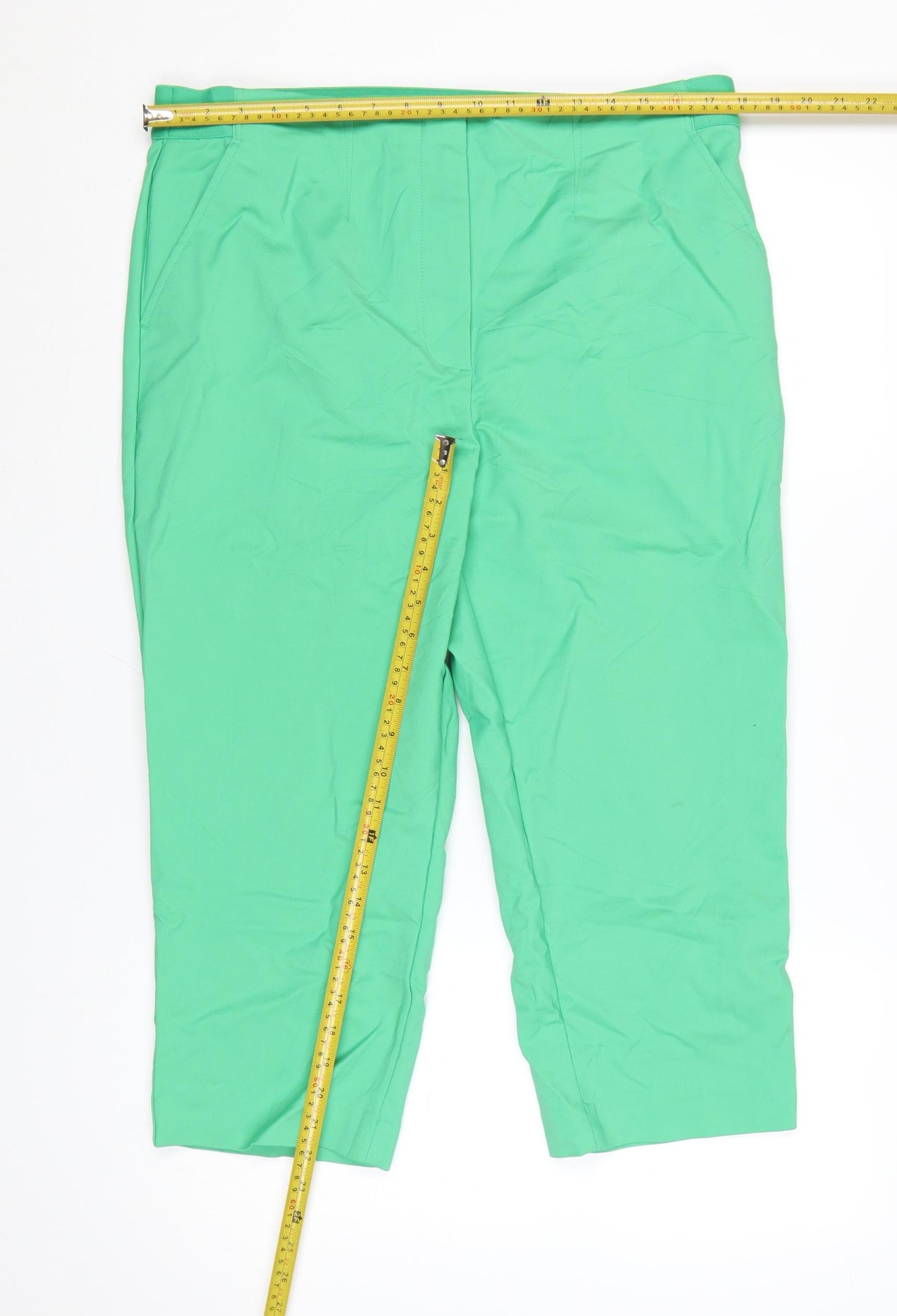 Marks and Spencer Women's Green Cotton Stretch Capri Trousers Size 18