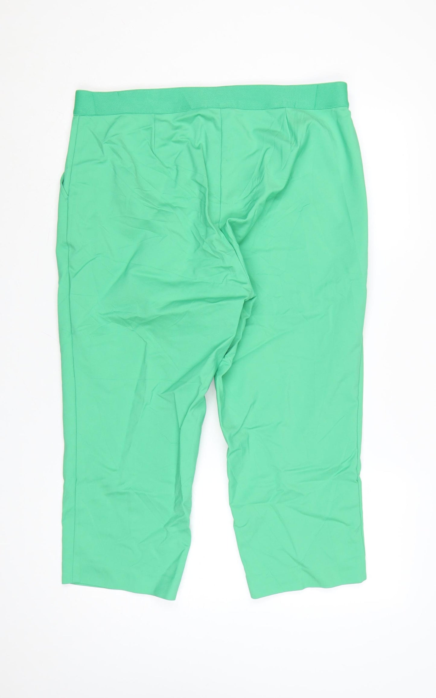 Marks and Spencer Women's Green Cotton Stretch Capri Trousers Size 18