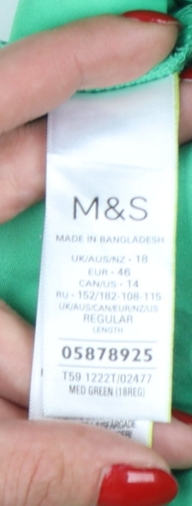 Marks and Spencer Women's Green Cotton Stretch Capri Trousers Size 18