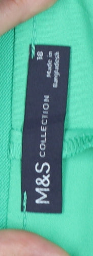 Marks and Spencer Women's Green Cotton Stretch Capri Trousers Size 18