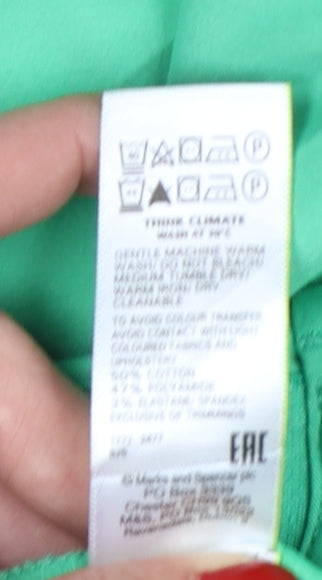 Marks and Spencer Women's Green Cotton Stretch Capri Trousers Size 18