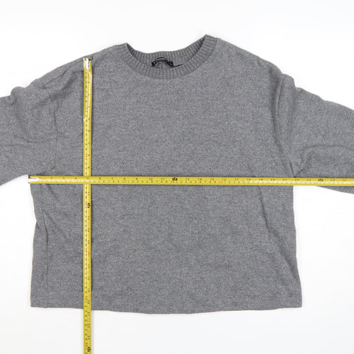 Stradivarius Women’s Grey Cotton Blend Crew Neck Jumper Size L