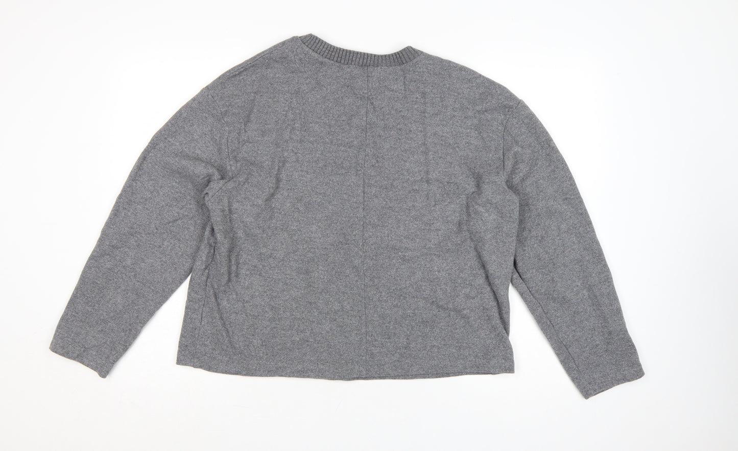 Stradivarius Women’s Grey Cotton Blend Crew Neck Jumper Size L
