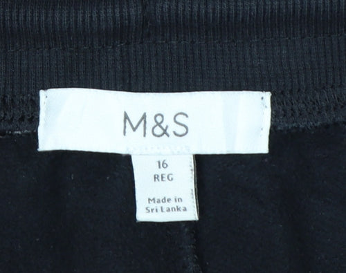 Marks and Spencer Women’s Black Jogger Trousers Size 16 Regular