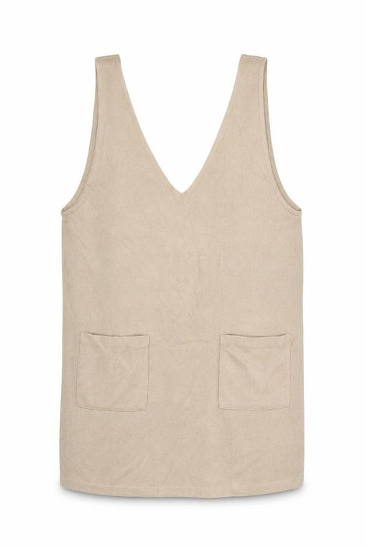 Front view of ASOS DESIGN Women Beige, size 6, Pinafore Dress with Pockets