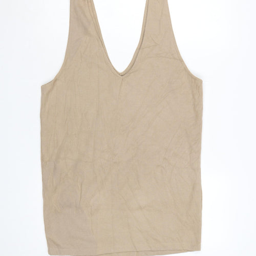 ASOS DESIGN Women Beige Size 6 Pinafore Dress with Pockets