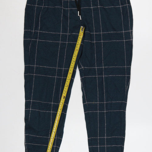 Marks and Spencer Women’s Blue Check Jogger Trousers Size 10