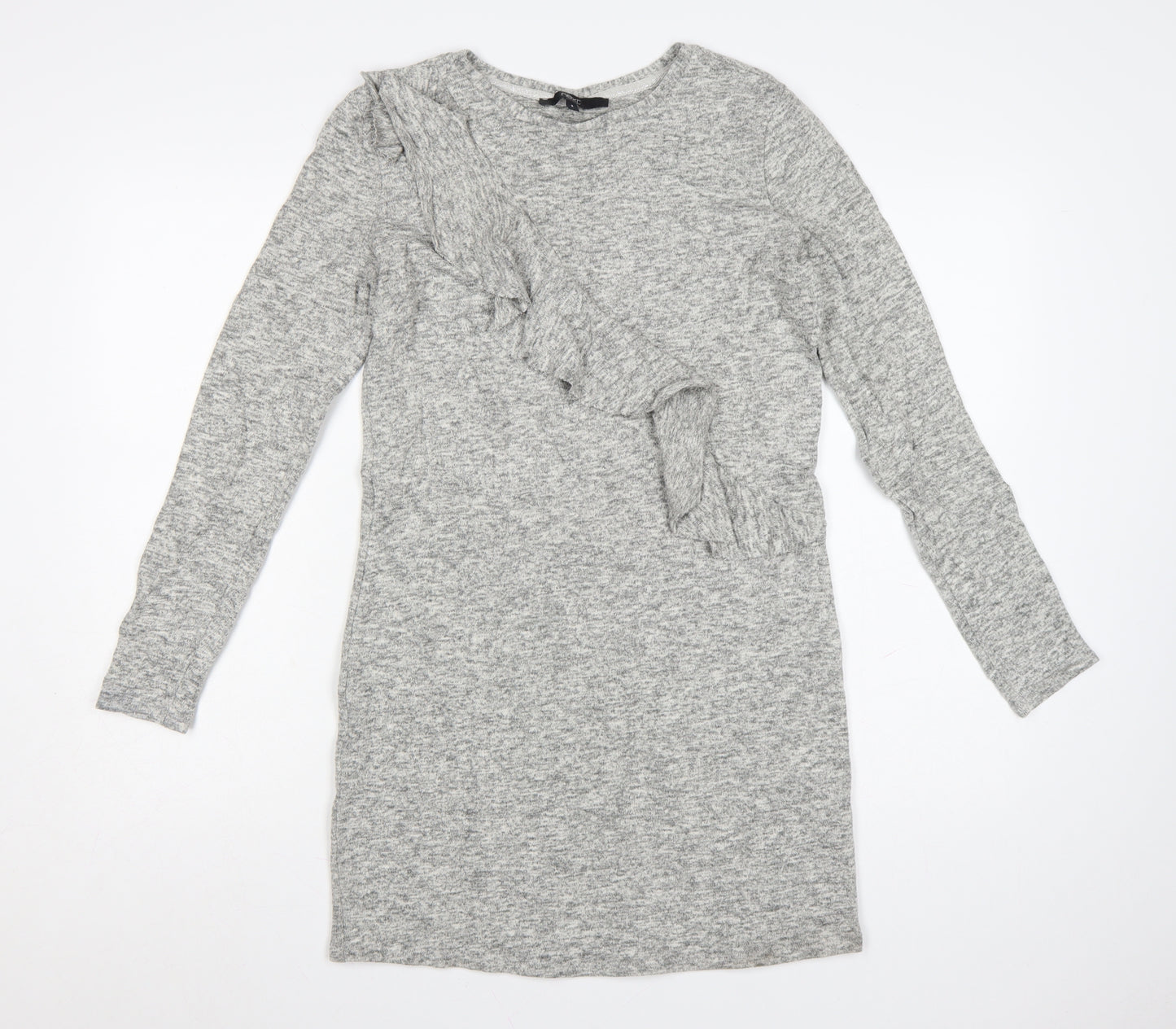 Next Women’s Grey Long Sleeve Ruffle Knit Sweater Dress Size 8