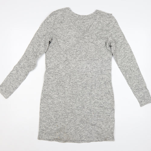 Next Women’s Grey Long Sleeve Ruffle Knit Sweater Dress Size 8