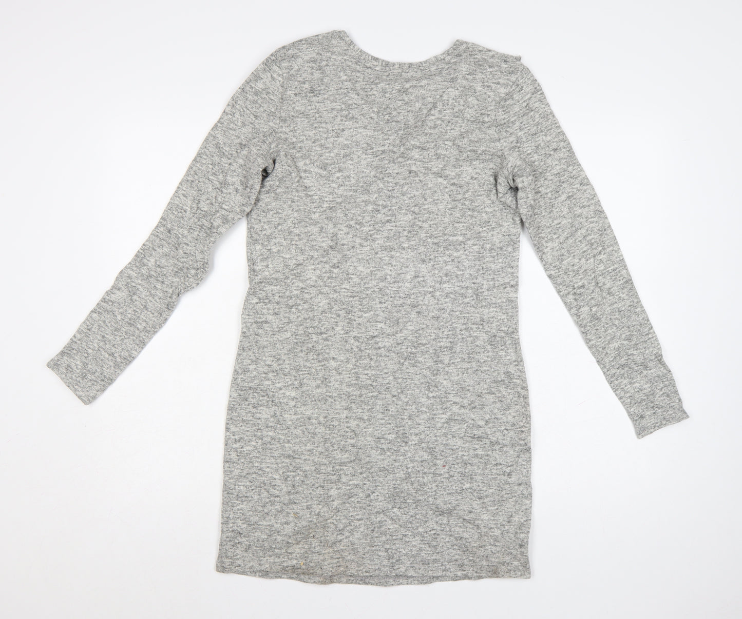 Next Women’s Grey Long Sleeve Ruffle Knit Sweater Dress Size 8