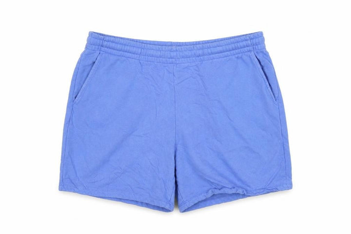 Front view of ASOS DESIGN men’s blue l sweat shorts elastic waist cotton casual
