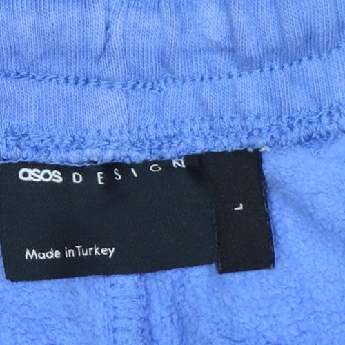 ASOS DESIGN Mens Blue L Sweat Shorts Elastic Waist Cotton Casual