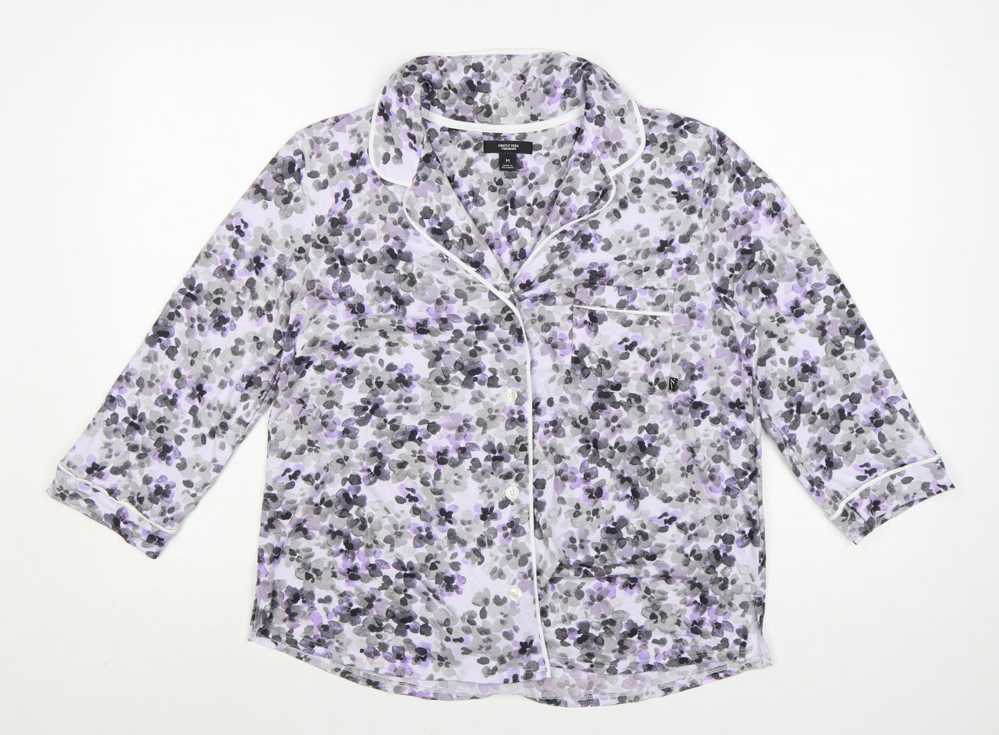 Simply Vera Vera Wang Women's Multicoloured Floral Jersey Pyjama Top M