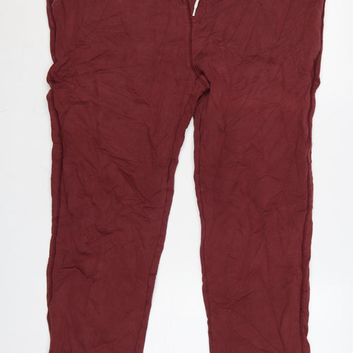 Boden Men Red XL Cotton Jogger Trousers with Stripe Detail