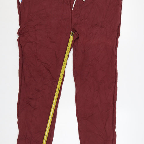 Boden Men Red XL Cotton Jogger Trousers with Stripe Detail