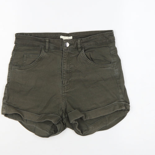 H&M Women's Green High Rise Cotton Blend Hot Pants Shorts Size 10