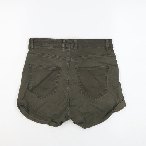 H&M Women's Green High Rise Cotton Blend Hot Pants Shorts Size 10