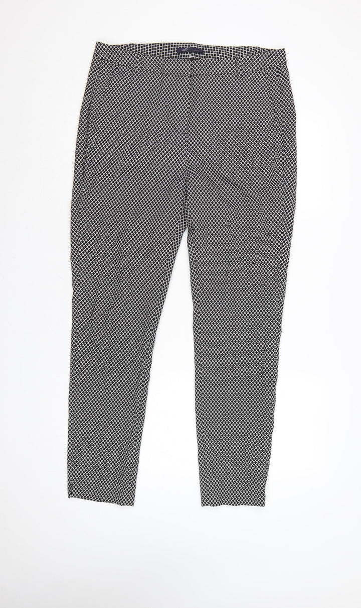 Marks and Spencer Womens Black White Geometric Trousers Size 14 Long